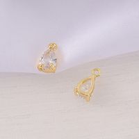 1 Piece 5*10mm Copper Zircon 18K Gold Plated Water Droplets Polished Pendant sku image 2
