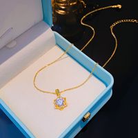 Wholesale Elegant Lady Star 304 Stainless Steel Copper Hollow Out Inlay 18K Gold Plated K Gold Plated Zircon Pendant Necklace main image 4