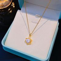Wholesale Elegant Lady Star 304 Stainless Steel Copper Hollow Out Inlay 18K Gold Plated K Gold Plated Zircon Pendant Necklace main image 6