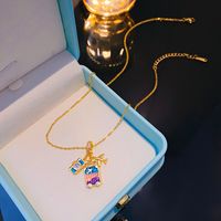 Wholesale Elegant Lady Camera Airplane 304 Stainless Steel Copper Enamel Hollow Out Inlay 18K Gold Plated K Gold Plated Zircon Pendant Necklace main image 6