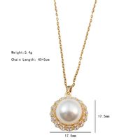 Wholesale Elegant Lady Streetwear Geometric 304 Stainless Steel Copper Hollow Out Inlay 18K Gold Plated K Gold Plated Artificial Pearls Zircon Pendant Necklace main image 2