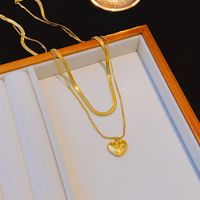 304 Stainless Steel 18K Gold Plated IG Style Fairy Style Elegant Heart Shape Pendant Necklace main image 4
