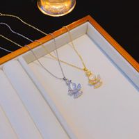 Wholesale Elegant Lady Streetwear Angel 304 Stainless Steel Copper Inlay 18K Gold Plated K Gold Plated Opal Zircon Pendant Necklace main image 7