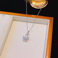 Wholesale Elegant Lady Streetwear Angel 304 Stainless Steel Copper Inlay 18K Gold Plated K Gold Plated Opal Zircon Pendant Necklace main image 5