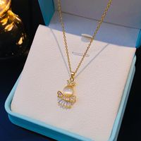 Wholesale Elegant Lady Streetwear Angel 304 Stainless Steel Copper Inlay 18K Gold Plated K Gold Plated Opal Zircon Pendant Necklace main image 4