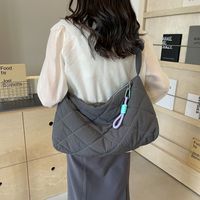 Women's Medium Pu Leather Lingge Basic Classic Style Square Zipper Tote Bag sku image 1