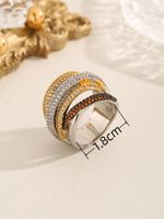 Copper 18K Gold Plated Rose Gold Plated White Gold Plated Retro Criss Cross Inlay Irregular Zircon Rings main image 2
