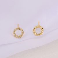 1 Pair 9*9MM Copper Zircon 18K Gold Plated Wreath Polished Earring Findings sku image 1