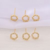 1 Pair 9*9MM Copper Zircon 18K Gold Plated Wreath Polished Earring Findings main image 3