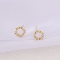 1 Pair 9*9MM Copper Zircon 18K Gold Plated Wreath Polished Earring Findings main image 6