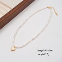 Glam Vintage Style Classic Style Heart Shape Imitation Pearl Titanium Steel Copper Beaded Plating Inlay Shell Gold Plated Women's Pendant Necklace main image 4