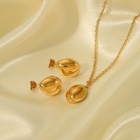 304 Stainless Steel 18K Gold Plated IG Style Classic Style Polishing Plating Irregular Solid Color Earrings Necklace main image 4