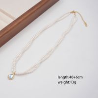 Elegant Vintage Style MAMA Water Droplets Imitation Pearl Titanium Steel Copper Plating Inlay Artificial Rhinestones Glass Gold Plated Women's Double Layer Necklaces main image 4