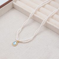 Elegant Vintage Style MAMA Water Droplets Imitation Pearl Titanium Steel Copper Plating Inlay Artificial Rhinestones Glass Gold Plated Women's Double Layer Necklaces main image 7
