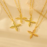 Wholesale Simple Style Classic Style Starfish Copper Plating Inlay 18K Gold Plated Zircon Pendant Necklace main image 1