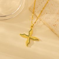 Wholesale Simple Style Classic Style Starfish Copper Plating Inlay 18K Gold Plated Zircon Pendant Necklace sku image 2