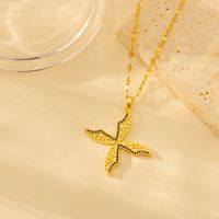 Wholesale Simple Style Classic Style Starfish Copper Plating Inlay 18K Gold Plated Zircon Pendant Necklace sku image 3