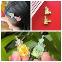Girl'S Cute Funny Bottle Emoji Face Synthetic Resin Alloy Glass Epoxy Three-dimensional Resin Glass Hair Clip main image 3