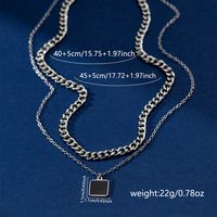 Retro Classic Style Square Alloy Resin Enamel Women's Double Layer Necklaces main image 3