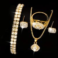 Elegant Shiny Geometric Artificial Diamond Alloy Wholesale Jewelry Set sku image 1