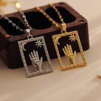Wholesale Elegant Modern Style Classic Style Palm Star Titanium Steel Copper Inlay 18K Gold Plated Zircon Pendant Necklace main image 1