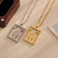 Wholesale Elegant Modern Style Classic Style Palm Star Titanium Steel Copper Inlay 18K Gold Plated Zircon Pendant Necklace main image 5