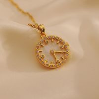 Wholesale IG Style Shiny Clock Titanium Steel Copper Inlay 18K Gold Plated Zircon Pendant Necklace main image 3