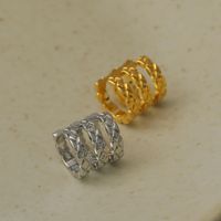 1 Piece Punk Commute Round Rhombus Frill Hollow Out Inlay Copper Zircon 18K Gold Plated White Gold Plated Ear Cuffs main image 4
