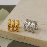 1 Piece Punk Commute Round Rhombus Frill Hollow Out Inlay Copper Zircon 18K Gold Plated White Gold Plated Ear Cuffs main image 7