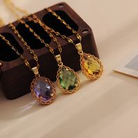 Wholesale Casual Simple Style Shiny Water Droplets Titanium Steel Copper Inlay 18K Gold Plated Zircon Pendant Necklace main image 1