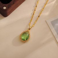 Wholesale Casual Simple Style Shiny Water Droplets Titanium Steel Copper Inlay 18K Gold Plated Zircon Pendant Necklace sku image 2