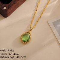 Wholesale Casual Simple Style Shiny Water Droplets Titanium Steel Copper Inlay 18K Gold Plated Zircon Pendant Necklace main image 2