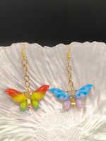 1 Piece Romantic Sweet Bee Dragonfly Butterfly Three-dimensional Alloy Resin Gold Plated Drop Earrings main image 6
