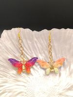 1 Piece Romantic Sweet Bee Dragonfly Butterfly Three-dimensional Alloy Resin Gold Plated Drop Earrings main image 7