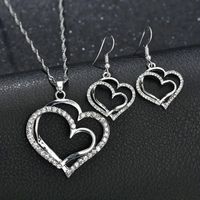 Sweet Shiny Double Heart Artificial Diamond Alloy Wholesale Jewelry Set main image 5