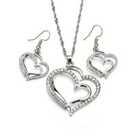 Sweet Shiny Double Heart Artificial Diamond Alloy Wholesale Jewelry Set main image 9
