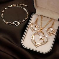 Sweet Shiny Double Heart Artificial Diamond Alloy Wholesale Jewelry Set main image 4