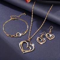 Sweet Shiny Double Heart Artificial Diamond Alloy Wholesale Jewelry Set main image 8