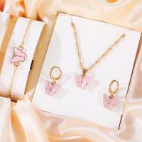 Elegant Shiny Butterfly Acrylic Alloy Wholesale Jewelry Set sku image 1