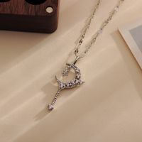 Wholesale Casual Simple Style Moon Titanium Steel Copper Inlay 18K Gold Plated Zircon Pendant Necklace main image 4