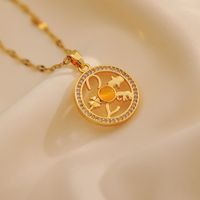 Wholesale IG Style Shiny Geometric Copper Inlay 18K Gold Plated Beads Zircon Pendant Necklace main image 7