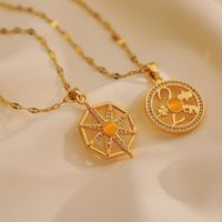 Wholesale IG Style Shiny Geometric Copper Inlay 18K Gold Plated Beads Zircon Pendant Necklace main image 5