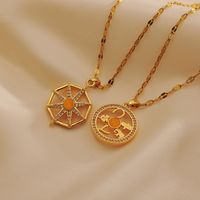Wholesale IG Style Shiny Geometric Copper Inlay 18K Gold Plated Beads Zircon Pendant Necklace main image 8