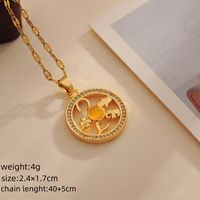 Wholesale IG Style Shiny Geometric Copper Inlay 18K Gold Plated Beads Zircon Pendant Necklace sku image 1