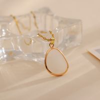 Wholesale Glam Simple Style Water Droplets Titanium Steel Copper Inlay 18K Gold Plated Crystal Pendant Necklace main image 4