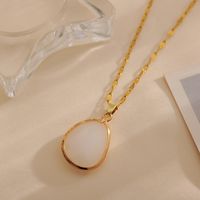 Wholesale Glam Simple Style Water Droplets Titanium Steel Copper Inlay 18K Gold Plated Crystal Pendant Necklace sku image 3