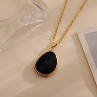 Wholesale Glam Simple Style Water Droplets Titanium Steel Copper Inlay 18K Gold Plated Crystal Pendant Necklace sku image 4