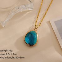 Wholesale Glam Simple Style Water Droplets Titanium Steel Copper Inlay 18K Gold Plated Crystal Pendant Necklace sku image 1