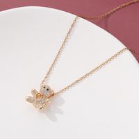 Wholesale Casual Cute Little Bear 304 Stainless Steel Copper Inlay 18K Gold Plated Zircon Pendant Necklace main image 4