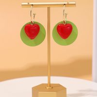 1 Pair Casual Vacation Pastoral Heart Shape Synthetic Resin Alloy Drop Earrings main image 3